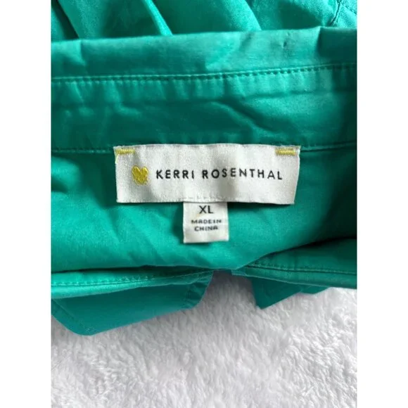 Kerri Rosenthal Womens Patchwork Love Mia Shirt XL Green Button Down Long Sleeve - Picture 4 of 10